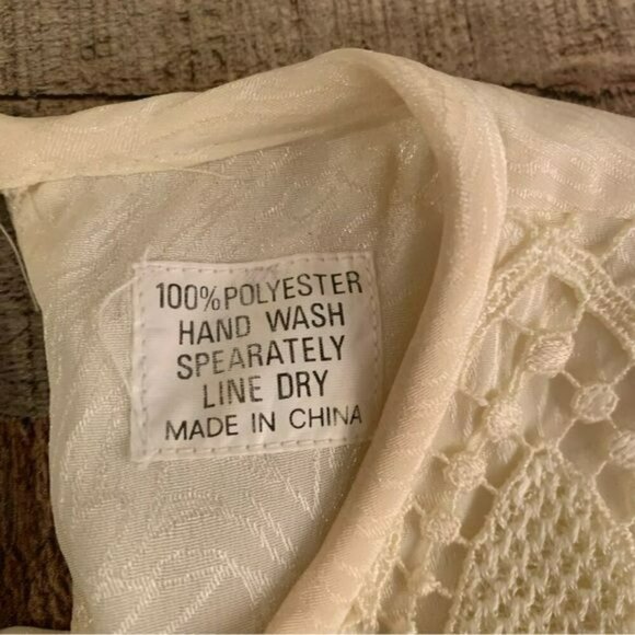 In the Mood vintage grandma core pale yellow lace blouse with skirt size 12 - Picture 9 of 13